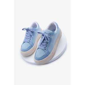 Marjin Women's Sneaker High Sole Lace Up Sneakers Luteb Blue Jeans