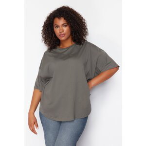 Trendyol Curve Anthracite 100% Cotton More Sustainable Oversize Knitted T-shirt