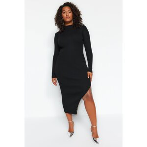 Trendyol Curve Black Asymmetrical Cut Sweater Dress With Accessory Detail