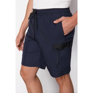 Trendyol Navy Blue Men's Regular Fit Zipper Detailed Taslan Shorts