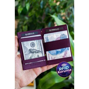 Garbalia Magic Genuine Leather Rfid Blocker Unisex Wizard Plum Card Holder Wallet