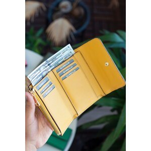 Garbalia Vargas Yellow Women's Wallet with Zipper and Banknote Compartmen