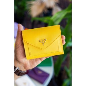Garbalia Columbia Vegan Leather Women's Yellow Mini Wallet with Coin Hole and Wide Card Holder