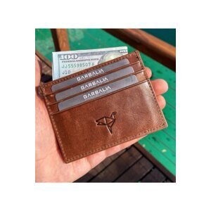 Garbalia Unisex Brown Locket Crazy Leather Slim Card Holder Wallet