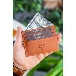 Garbalia Unisex Tan Medallion Crazy Leather Card Holder Wallet