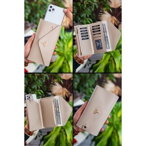 Garbalia Envelope Model Beige Women's Wallet with Phone and Coin Compartment Envelope