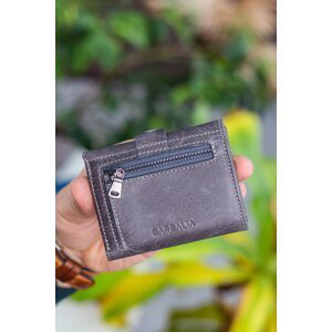Garbalia Stockholm Genuine Leather Crazy Gray Wallet with Coin Compartment