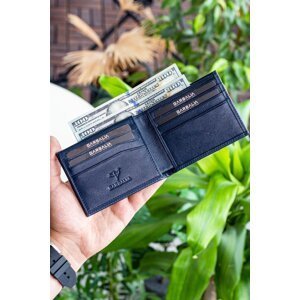 Garbalia Navy Blue Genuine Leather Men's Card Holder Wallet