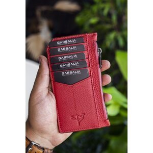 Garbalia Blush Genuine Leather Zippered Dried Rose Unisex Card Holder Wallet