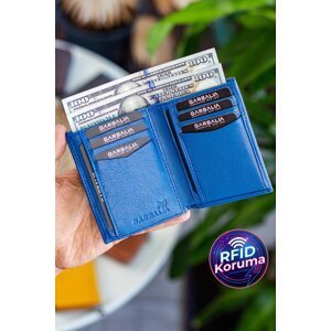 Garbalia Rilton Genuine Leather Rfid-blocking Vertical Petrol Blue Men's Wallet