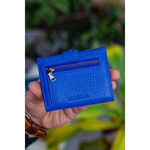 Garbalia Stockholm Genuine Leather Sax Blue Wallet with a Coin Compartment