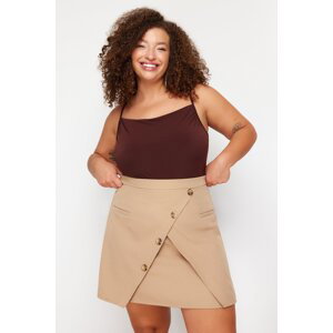 Trendyol Curve Mink Double Breasted Button Detailed Woven Skirt