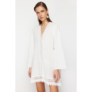 Trendyol White Mini Woven Lace Detailed Beach Dress