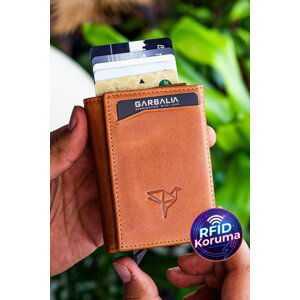 Garbalia Crazy Leather Rfid-blocking Mechanism, Tan Card Holder Wallet