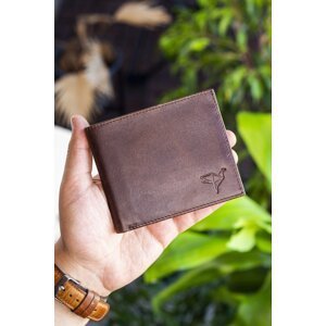 Garbalia Delhi Leather Men's Brown Slim Thin Wallet with a Coin Compartment.