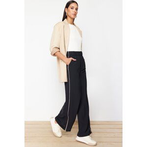 Trendyol Black Piping Leg Zipper Detail Wide Leg/Wide Leg Woven Sweatpants