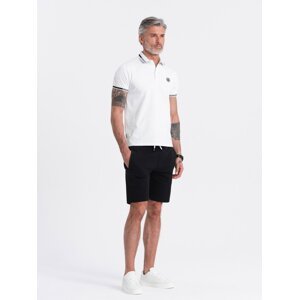 Ombre Men's knitted shorts with drawstring and pockets - black