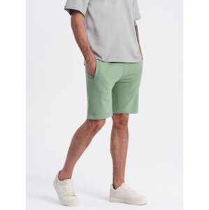 Ombre Men's knit shorts with drawstring and pockets - green