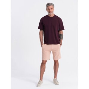 Ombre Men's knit shorts with drawstring and pockets - powder pink