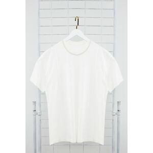 Trendyol Ecru Relaxed/Comfortable Cut More Sustainable Contrast Collar Ribbed 100% Organic Cotton T-shirt
