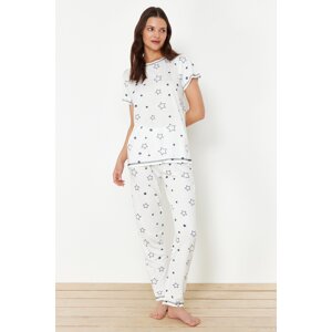 Trendyol Ecru Star Patterned Knitted Pajamas Set