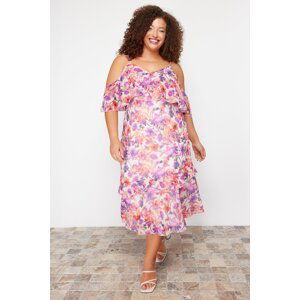 Trendyol Curve Ecru Chiffon Woven Plus Size Dress