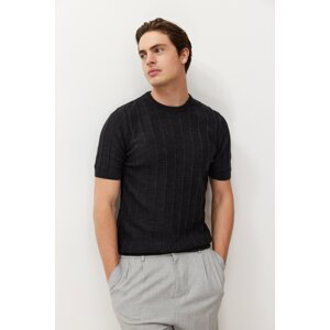 Trendyol Anthracite Slim-Tight Fit Crew Neck Basic Knitwear T-shirt