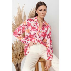 Trendyol Pink Flower Patterned Regular Fit Woven Shirt