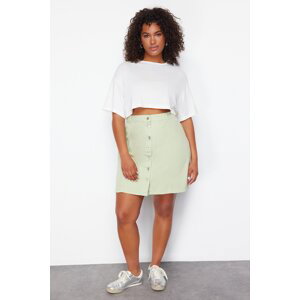 Trendyol Curve Mint Buttoned Mini Denim Skirt