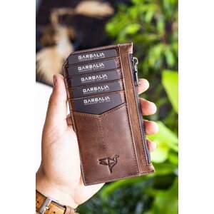 Garbalia Izev Blush Genuine Leather Zippered Crazy Brown Unisex Card Holder Wallet