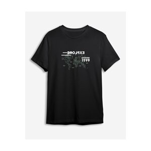 Trendyol Black Back Text Printed Regular/Normal Cut T-shirt