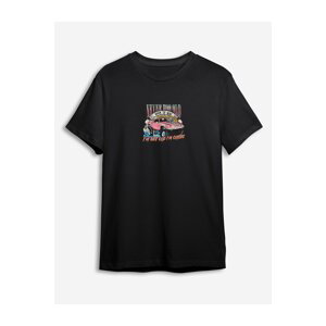 Trendyol Black Car Printed Regular Cut T-shirt