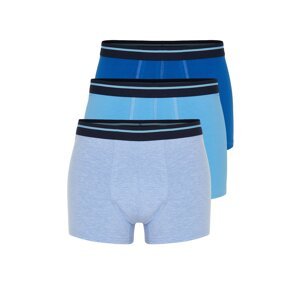 Trendyol Blue 3-Pack Straight Striped Rubber Detailed Cotton Boxers