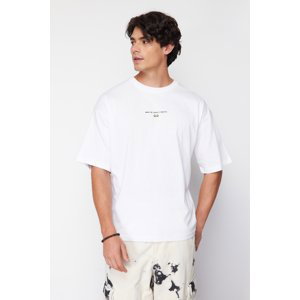 Trendyol White Oversize/Wide Cut Crew Neck Short Sleeve Game Over Printed T-Shirt