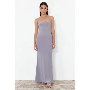 Trendyol Gray Fitted Maxi Flexible Knitted Maxi Dress