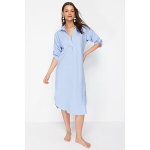 Trendyol Blue Midi Woven Slit Beach Dress