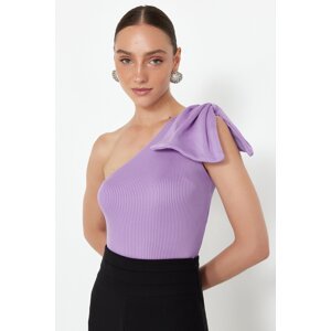 Trendyol Lilac Bow Detailed Single Sleeve Knit Blouse