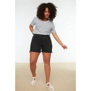 Trendyol Curve Black High Waist Skinny Denim Shorts & Bermuda