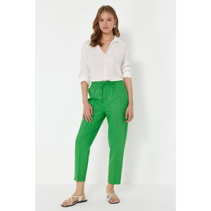 Trendyol Green Elastic Waist Linen Blend Woven Trousers