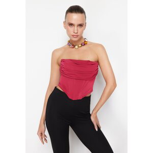 Trendyol Fuchsia Crop Lined Knitted Corset Detailed Bustier