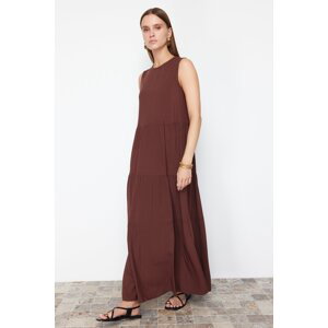 Trendyol Brown Shift/Straight Cut Maxi Sleeveless Woven Dress