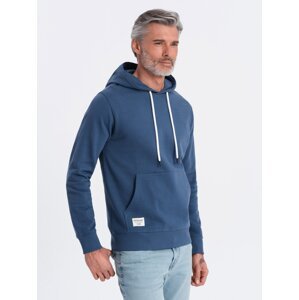 Ombre Men's kangaroo sweatshirt with hood - navy blue