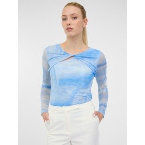 Orsay Modré dámské vzorované tričko s dlouhým rukávem - Dámské