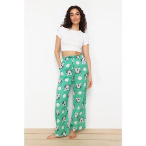 Trendyol Green-Multicolor Animal Pattern Viscose Woven Pajama Bottom