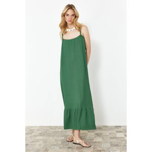 Trendyol Green Straight Back Detailed Strappy Wrapped/Textured Maxi Knitted Dress