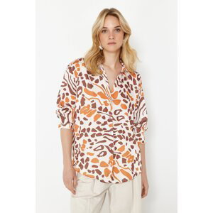 Trendyol Multicolored Patterned Satin Fabric Oversize Wide Fit Woven Shirt