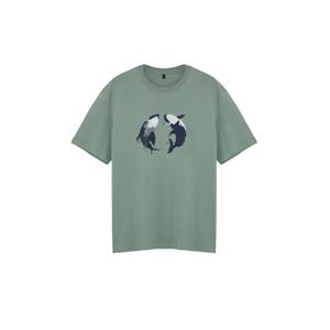 Trendyol Mint Relaxed/Comfortable Fit More Sustainable Animal Printed 100% Organic Cotton T-shirt