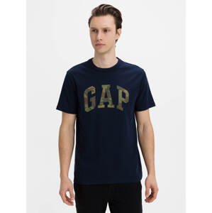 Modré pánské tričko GAP Logo v-ss camo arch tee