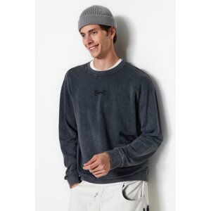 Trendyol Limited Edition Anthracite Relaxed Faded Effect 100% Cotton Sweatshirt
