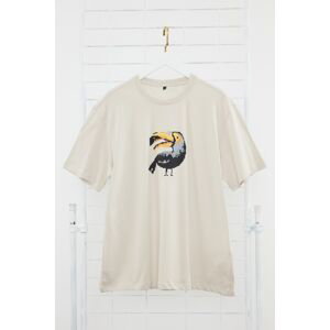 Trendyol Stone Relaxed/Comfortable Cut More Sustainable Animal Printed 100% Organic Cotton T-shirt